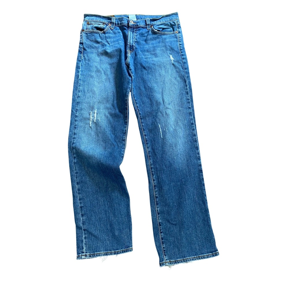 Lucky Brand Vintage Hitchhiker Jeans Mens 34 Blue Distressed Straight Leg